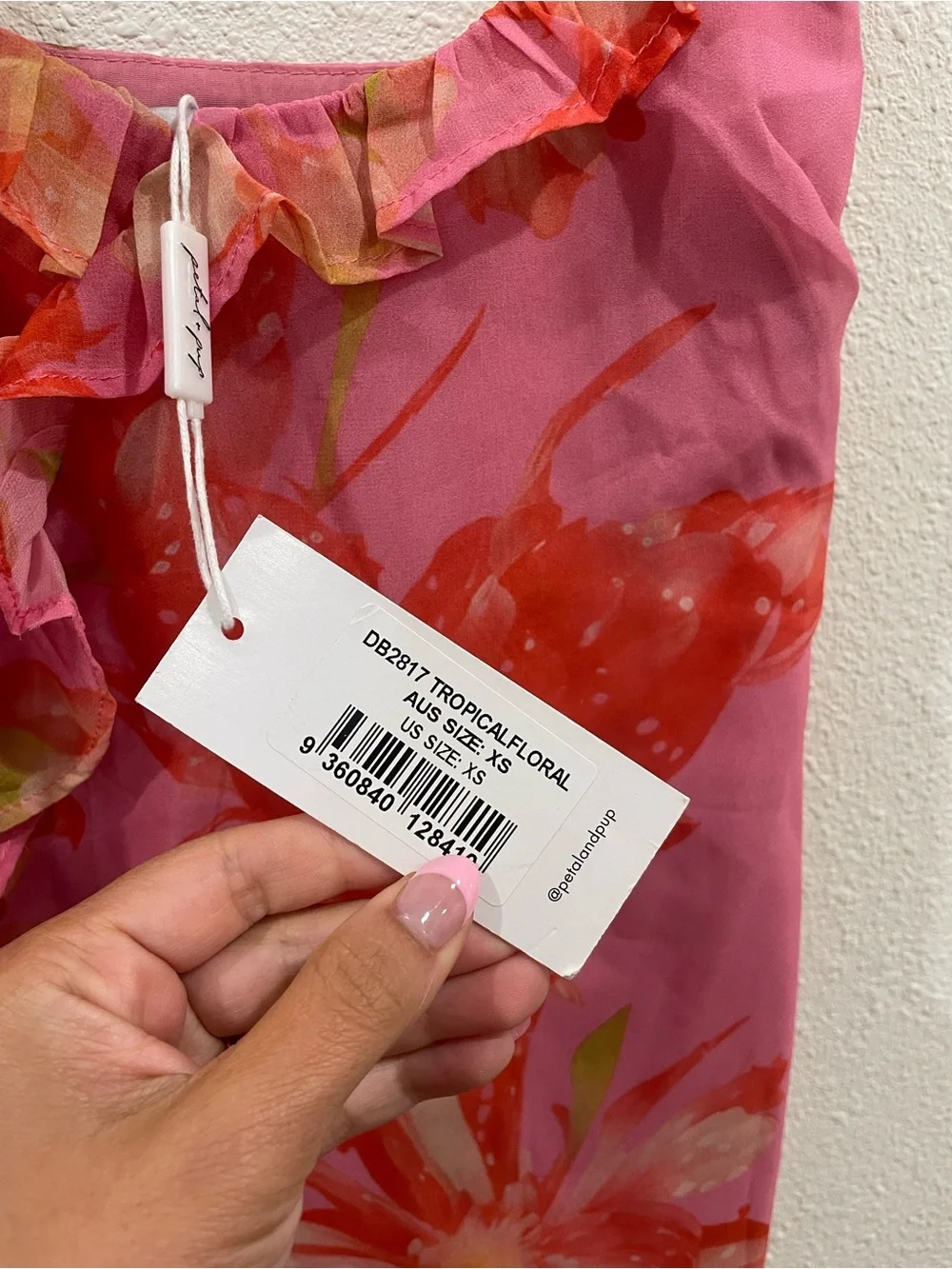 Petal and Pup Charli Pink Floral Tropical Print Slip Midi Dress NWT XS - Picture 10 of 15